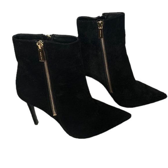 Michael Kors Keke Suede Leather Ankle Boots with Gold Zippers - Picture 2 of 6